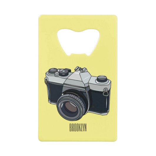 Cartoon filmcamera creditkaart flessenopener (Voorkant)