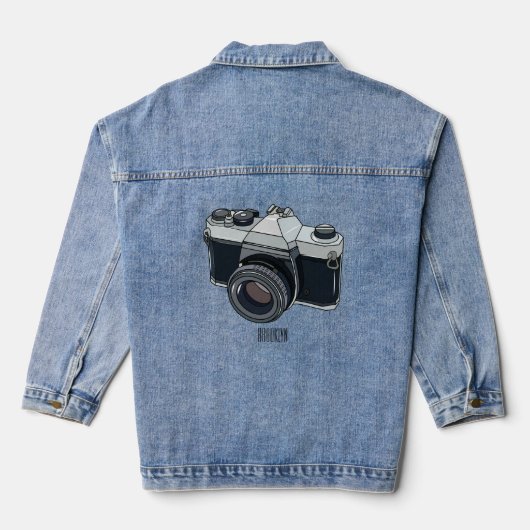 Cartoon filmcamera denim jacket (Achterkant)