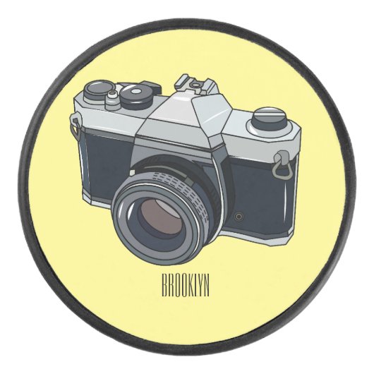 Cartoon filmcamera hockey puck (Voorkant)