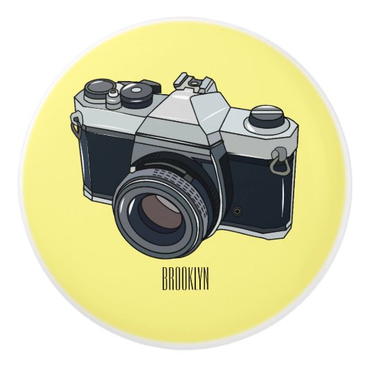 Cartoon filmcamera keramische knop (Voorkant)