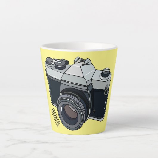 Cartoon filmcamera latte mok (Voorkant)