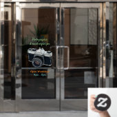 Cartoon filmcamera raamsticker (Kantoordeur)