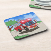 Cartoon Fire Engine Bier Onderzetter (Linkerzijde)