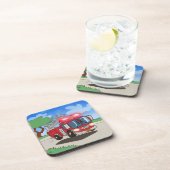 Cartoon Fire Engine Bier Onderzetter (Rechterzijde)
