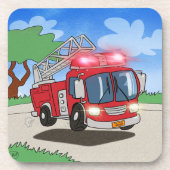 Cartoon Fire Engine Bier Onderzetter (Voorkant)