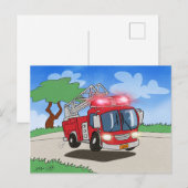 Cartoon Fire Engine Briefkaart (Voorkant / Achterkant)