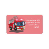 Cartoon Fire Engine Etiket (Voorkant)