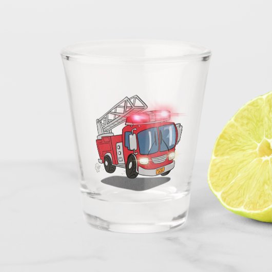 Cartoon Fire Engine Shot Glas (Voorkant)