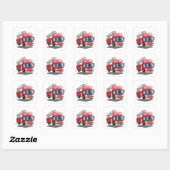Cartoon Fire Engine Vierkante Sticker (Vel)