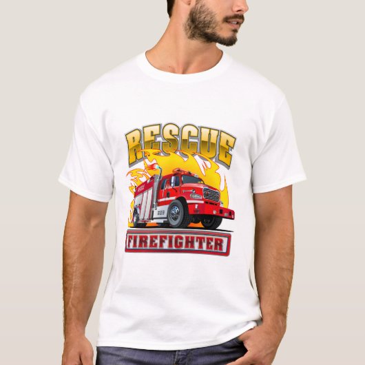 Cartoon Fire Truck T-shirt (Voorkant)