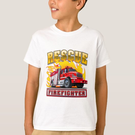 Cartoon Fire Truck T-shirt (Voorkant)