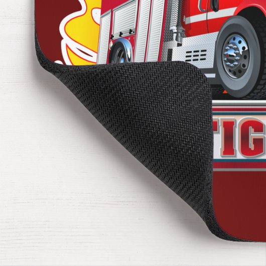 Cartoon Fire Truck T-shirt Muismat (Hoek)