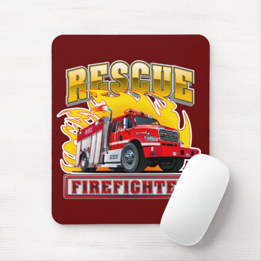 Cartoon Fire Truck T-shirt Muismat (Met muis)