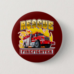 Cartoon Fire Truck T-shirt Ronde Button 5,7 Cm
