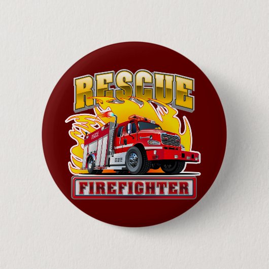 Cartoon Fire Truck T-shirt Ronde Button 5,7 Cm (Voorkant)