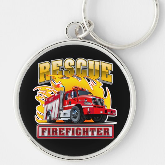 Cartoon Fire Truck T-shirt Sleutelhanger (Voorkant)