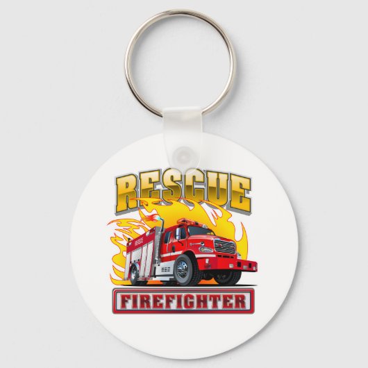 Cartoon Fire Truck T-shirt Sleutelhanger (Voorkant)