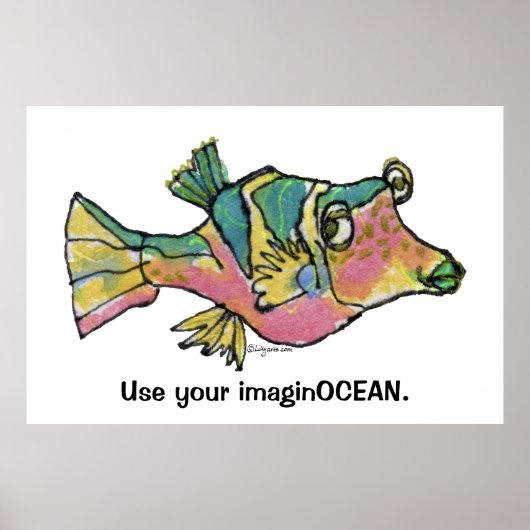 Cartoon Fish 001 ImaginOCEAN Poster Large (Voorkant)