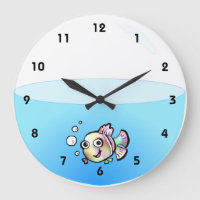 Cartoon Fish Bowl-klok met cijfers