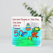Cartoon Fish Fry verjaardagsuitnodiging Kaart (Staand voorkant)