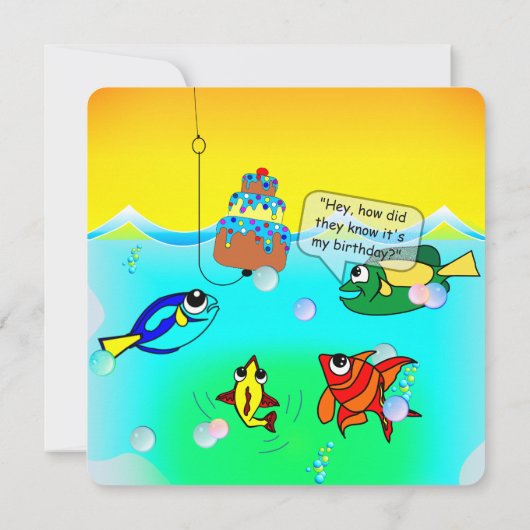 Cartoon Fish Fry verjaardagsuitnodiging Kaart (Achterkant)