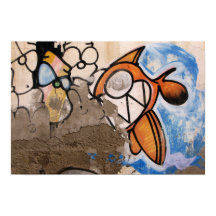 Cartoon Fish Street Art van Las Palmas