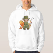 Cartoon Fisherman met Big Catch Funny Gevist Hoodie (Voorkant)