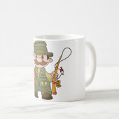 Cartoon Fisherman met Big Catch Funny Gevist Koffiemok (Voorkant rechts)