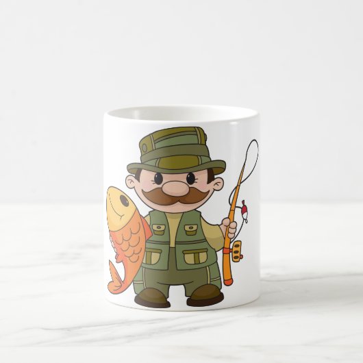 Cartoon Fisherman met Big Catch Funny Gevist Koffiemok (Center)