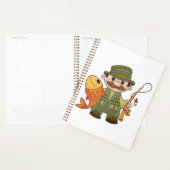 Cartoon Fisherman met Big Catch Funny Gevist Planner (Display)