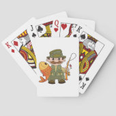 Cartoon Fisherman met Big Catch Funny Gevist Pokerkaarten (Achterkant)