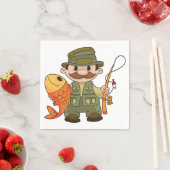Cartoon Fisherman met Big Catch Funny Gevist Servetten (Insitu)
