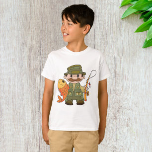 Cartoon Fisherman met Big Catch Funny Gevist T-shirt
