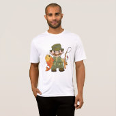 Cartoon Fisherman met Big Catch Funny Gevist T-shirt (Voorkant volledig)