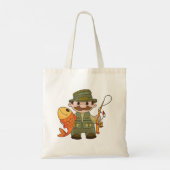Cartoon Fisherman met Big Catch Funny Gevist Tote Bag (Achterkant)