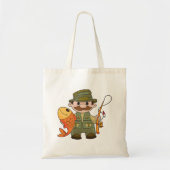 Cartoon Fisherman met Big Catch Funny Gevist Tote Bag (Voorkant)