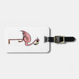 Cartoon flamingo bagagelabel