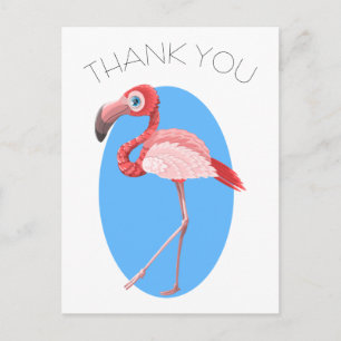 Cartoon Flamingo Bedankt Briefkaart