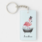 Cartoon Flamingo gepersonaliseerd Sleutelhanger (Voorkant)