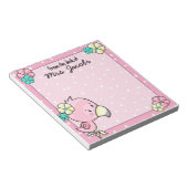 Cartoon Flamingo met Flowers Teacher Notitieblok (Schuin)