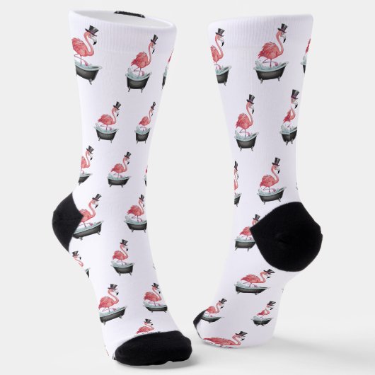 Cartoon Flamingo Patroon Sokken (Gebogen)