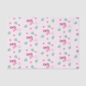 Cartoon Flamingo Tropical Flowers Patroze Tissuepapier (Voorkant)