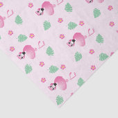 Cartoon Flamingo Tropical Flowers Patroze Tissuepapier (Detail)