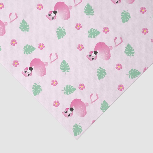 Cartoon Flamingo Tropical Flowers Patroze Tissuepapier (Detail)