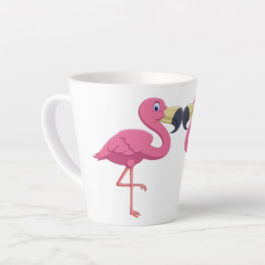 Cartoon Flamingos personaliseren Latte Mok (Linkerhoek)