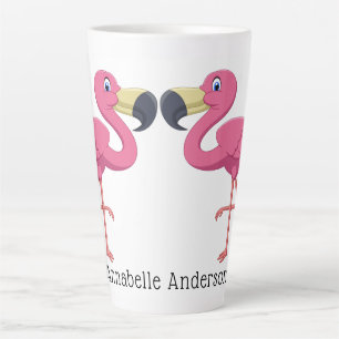 Cartoon Flamingos personaliseren Latte Mok