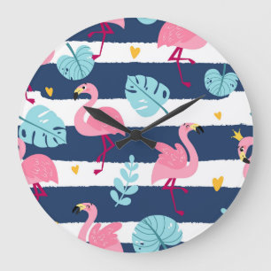 Cartoon Flamingo's: Zomer Tropisch . Grote Klok