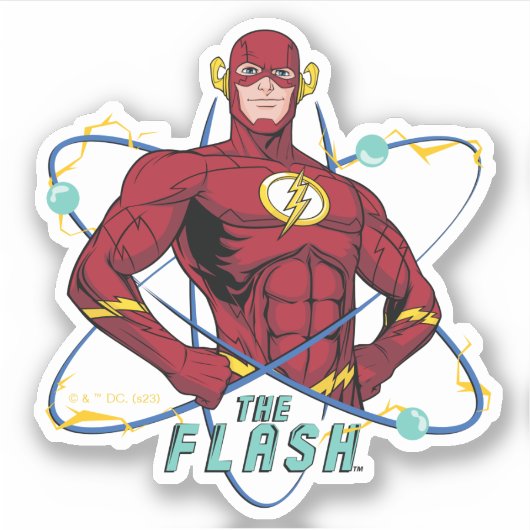 Cartoon Flash atoomgrafisch Sticker (Voorkant)