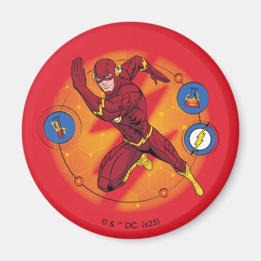 Cartoon Flash Laboratory Running Graphic Magneet (Voorkant)