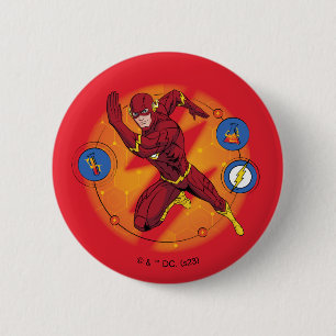 Cartoon Flash Laboratory Running Graphic Ronde Button 5,7 Cm